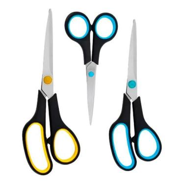 Imagem de Kit 3 Tesouras Inox Multiuso Costura Artesanato Escritório - Shopmix