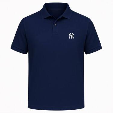 Imagem de Camisa Gola Polo Basica Piquet Camiseta Estampa NY Algodao Poliester C