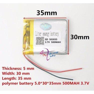 Imagem de Bateria Mp5 2 Fios Original 500mah 3,7v 503035 5mm x 30mm x 35mm - KMI