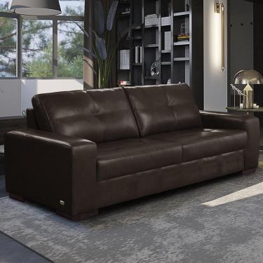 Imagem de Sofá Decorativo 2 Lugares Turim 150cm Couro Marrom G58 - Gran Belo
