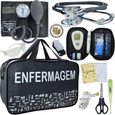 Imagem de Kit Bolsa Aparelho de Pressão Esfigmomanômetro Medidor Enfermagem Prem