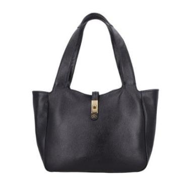 Imagem de Bolsa Luiza Barcelos Média Couro Preto Fecho Dourado-Unissex