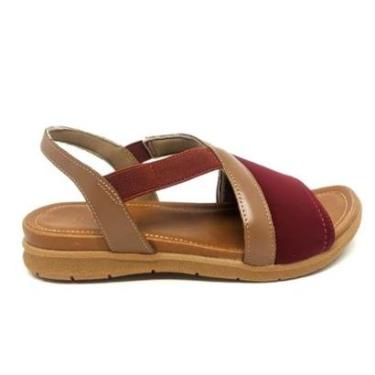 Imagem de Sandália Usaflex Ortopédica Com Tiras Elásticas Vinho e Nude Feminina-Feminino