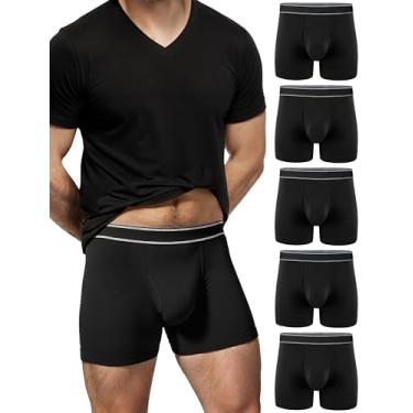 Imagem de TIICHOO Cueca Boxer Masculina Para Incontinência, Lavável, À Prova De Vazamentos Urinários, Algodão, Com Absorção 100 Ml, Pacote 5 (Média, Preta)