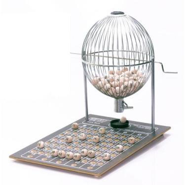 Imagem de Jogo de Bingo Completo Globo Grande Nº3 Profissional Tabuleiro Madeira