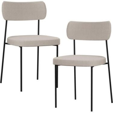 Imagem de Kit 02 Cadeiras Estofadas Para Sala De Jantar Melina L02 Cru - LYAM DE