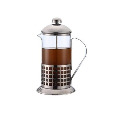 Imagem de Cafeteira Francesa Em Inox Decorada Prensa Chaleira Em Vidro Cremeira Bule French Press Luxo 350ml