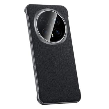 Imagem de HAOMRIYL Capa de couro para Honor Magic 8 Pro/8, capa protetora fina de couro genuíno sem moldura, à prova de choque, preta, 8Pro