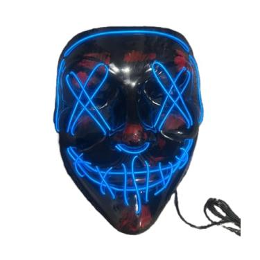 Imagem de Máscara LED Pisca e Acende, Acessório para Festa Halloween, Filme Noite de um crime (azul)