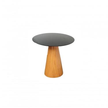 Imagem de Mesa Lateral Cone Redonda 51cm Tampo Laqueado Base Laminada Em Madeira Freijó Preto