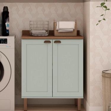 Imagem de Balcão De Cozinha Genialflex Iluminata 2 Pt S/ Tampo Hortelã