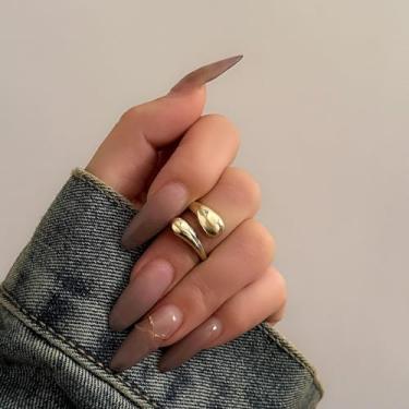 Imagem de Anéis de ouro grosso para mulheres, conjunto de anéis de noivado de moissanita, empilháveis, joias de declaração para mulheres, presente moderno