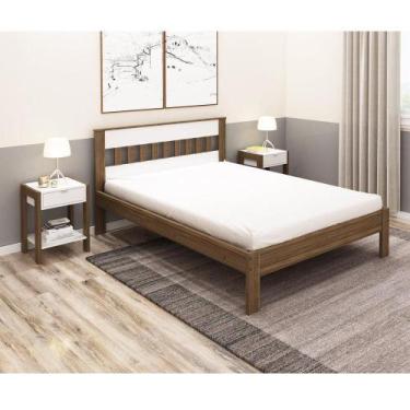 Imagem de Cama De Casal Para Colchão 138 X 188 Cm Cr35011 Nogal/Branca - MULTIMO