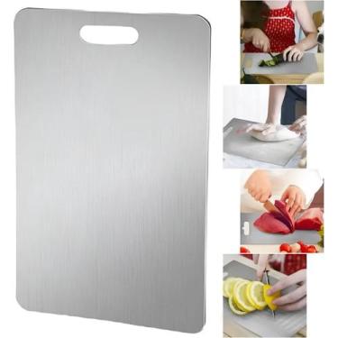 Imagem de Tabua Corte aço inox Para Cozinha Taboa Churrasco Carne 29 X 20 Lisa -