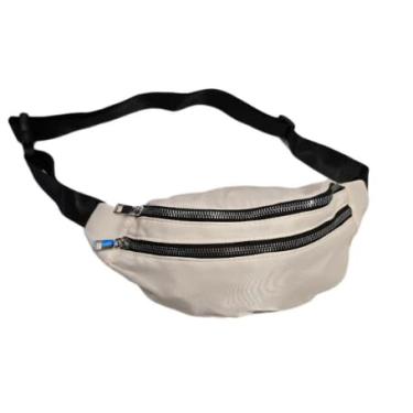 Imagem de Pochete Esportiva com 2 Compartimentos – Ideal para Celular, Academia e Corrida | Alça Ajustável, Zíper Resistente e Material Impermeável | Leve, Segura e Confortável (Branco)