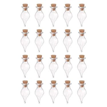 Imagem de 20 peças de mini garrafas de vidro com rolhas de cortiça, frascos pequenos em forma de ponto único, frascos pequenos transparentes para decoração de festa