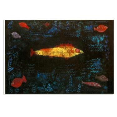 Imagem de Zeichn8u Paul Klee arte de parede em tela O peixe dourado pôster vintage clássico pintura a óleo pintura mestre impressão adequada sala de estar escritório decoração de parede legal 60 x 40 cm