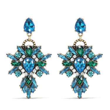 Imagem de Brincos de candelabro roxo para mulheres, brincos de Mardi Gras, brincos grandes com strass, Large, Zinco, Sem pedra preciosa