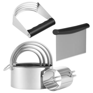 Imagem de Conjunto de cortador de biscoito de aço inoxidável, raspador ergonômico e liquidificador de massa com aderência antiderrapante para biscoitos de torta (estilo 1)