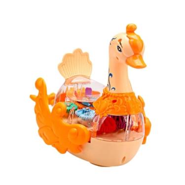 Imagem de oshhni Cisne mecânico iluminado com engrenagens, brinquedo educativo transparente com rodas universais para crianças a partir de 3 anos, ideal para presente