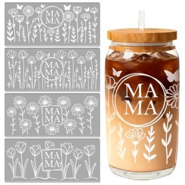 Imagem de Elewins 12 peças de papel de transferência Mom UV DTF, envoltórios de copo UV DTF para 473 g, óculos, mesas, cadeiras, computadores, papel de transferência UV DTF de alta viscosidade (flores e