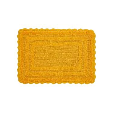 Imagem de Better Trends Lilly Tapete de banho reversível de crochê 43 x 61 cm para banheiro, luxuoso tapete de banheiro 100% algodão e tapete de banheiro absorvente de água - fosco de banho amarelo