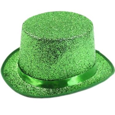 Imagem de Velorique Cartola com lantejoulas brilhantes para homens, mulheres e adultos, mágico, peregrino, teatral, palhaço, boliche, fantasia de cosplay para Halloween, baile de máscaras, carnaval (verde)