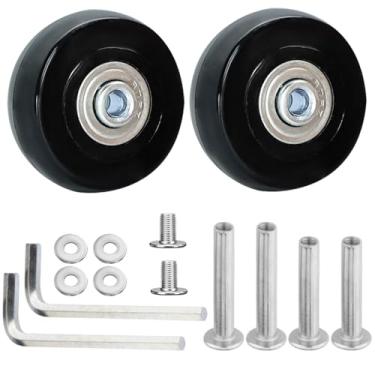 Imagem de Qigfucm 50mm x 23mm Luggage Suitcase Replacement Wheels, Set of 2 Black Rubber Swivel Caster Wheels, Wear-Resistant Bearings Repair Kits