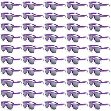 Imagem de YQVIE Pacote Com 50/100 Óculos De Sol Adultos Para Homens E Mulheres, Atacado, A Granel, Estilo Retrô Dos Anos 70, Baratos Festa (50 Roxos, Pretos)