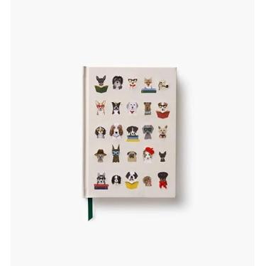 Imagem de RIFLE PAPER CO. Studious Dogs Diário bordado 240 páginas forradas, 20 cm C x 14,6 cm L, capa de tecido com bordado de linha metálica, inclui marcador de página de fita de gorgorão