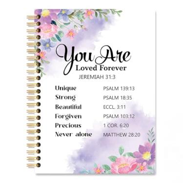 Imagem de Vgrti Caderno espiral You are Loved Forever, caderno floral cristão, diário de oração da igreja, versículo bíblico inspirador para escrita, presentes para mulheres, homens, amigos, professores, irmã
