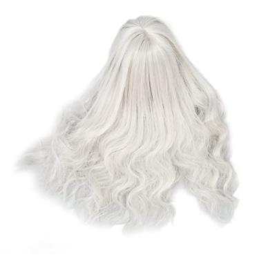 Imagem de Luocute Peruca de Boneca de Juntas Esféricas 1/6, Cabelo Encaracolado Grosso e Completo de Seda de Alta Temperatura Com Franja, para Boneca Vestir-se de 15,5 a 17 Cm de Circunferência da (Cinza prateado)