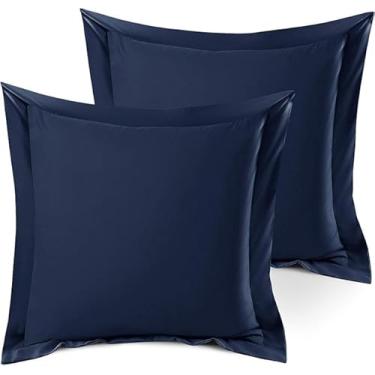 Imagem de Anna Linens Bedding Experience with The Made of The Made of 100% algodão, 2 fronhas King 50,8 cm x 101,6 cm Tamanho serve em travesseiros King Encerramento de envelope azul marinho