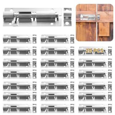 Imagem de Pacote com 20 travas deslizantes de aço inoxidável de 7,5 cm, trava de barril pequena para portas e janelas de banheiro, inclui parafusos para fácil instalação