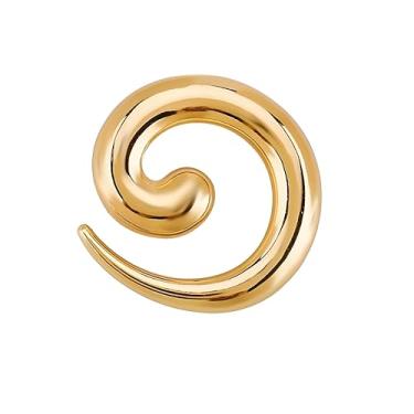 Imagem de Broche de caracol espiral dourado para mulheres e homens, minimalista, redondo, torção, lapela, alfinetes, dança, banquete, vestido, camisa, acessórios de roupas, Medium, Metal, Zircônia cúbica