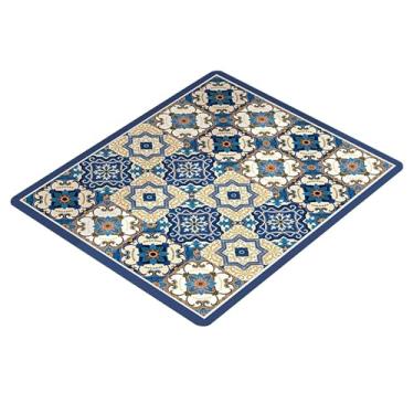 Imagem de MotiveTech Tapete para Mesa de Cozinha Antiderrapante E Leve, com Capa para Máquina de Lavar E Secar Roupa, Versátil para, Ideal para Lavar Roupa E para, Grades azuis, Tamanho real