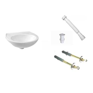 Imagem de Lavatório Suspenso Branco 42x32cm para Banheiro – Cuba de Parede com Opções de Instalação (Kit Completo)