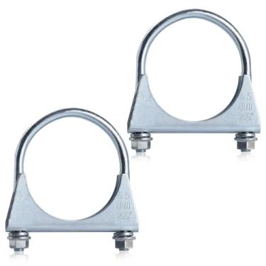 Imagem de Braçadeira de parafuso de escape em U de 6,3 cm, 2 peças, braçadeiras de parafuso em U para silenciador, ponta de silenciador, clipe de gancho de escape, grampos de tubo para conexão de tubos