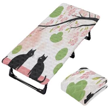 Imagem de Burbuja Lençol de berço de gatos pretos embaixo da árvore para crianças, lençol acolchoado portátil com elástico para meninas e meninos, lavável na máquina, 63,5 x 127 cm