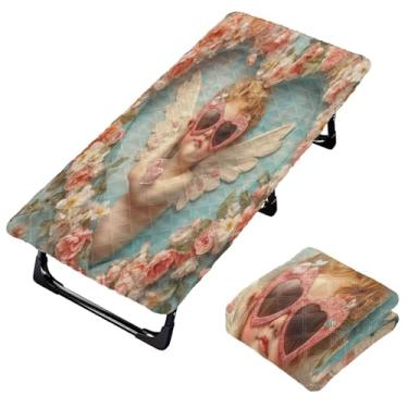 Imagem de Burbuja Lençol de berço de flores para crianças, lençol de cochilo acolchoado portátil com faixa elástica para meninas e meninos, lavável na máquina, 63,5 x 127 cm