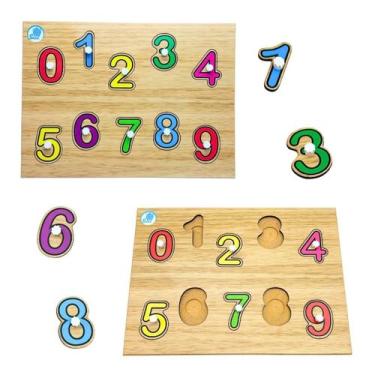 Imagem de Quebra cabeça Infantil com Pinos de Números Numerais Brinquedo Educati