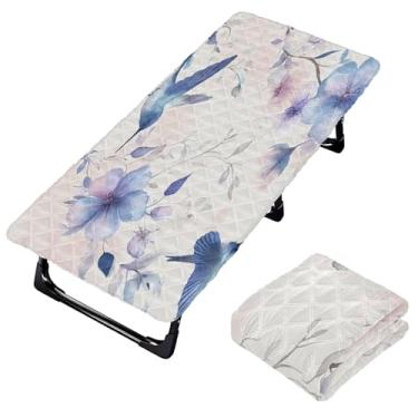 Imagem de Burbuja Lençol de berço de beija-flores azuis para crianças, lençol de cochilo acolchoado portátil com faixa elástica para meninas e meninos, lavável na máquina, 63,5 x 127 cm