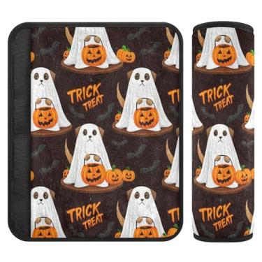 Imagem de Burbuja Capa para cinto de segurança de carro para cachorro vestido como boo protetor de cinto de segurança macio confortável para alça de ombro de assento, 1 par médio