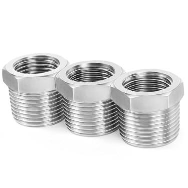 Imagem de ChillWaves Encaixe de tubo de aço inoxidável 304, bucha sextavada redutora 2,5 cm NPT macho x adaptador de rosca fêmea NPT de 1/10.2 cm (pacote com 3)