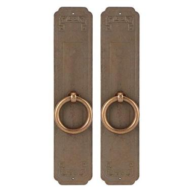 Imagem de QANYEGN Puxadores de gaveta vintage, puxadores de porta de furo único, puxador de anel antigo de cobre para ferragens de móveis de armário de cozinha (16cm)