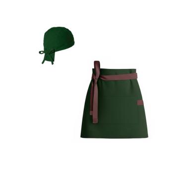 Imagem de Avental de Cintura Bandana Verde Escuro Marrom Barista Cafe