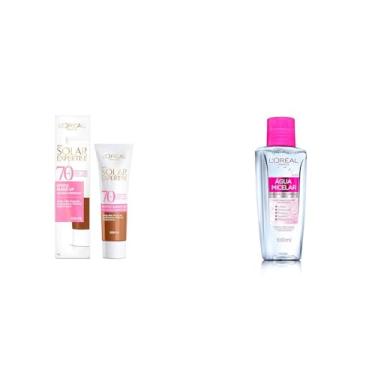 Imagem de Solar Expertise Efeito Makeup Cor 5.0 FPS70 30g + L'Oréal Paris Dermo Expertise Solução de Limpeza 5 em 1 - Água Micelar 100ml