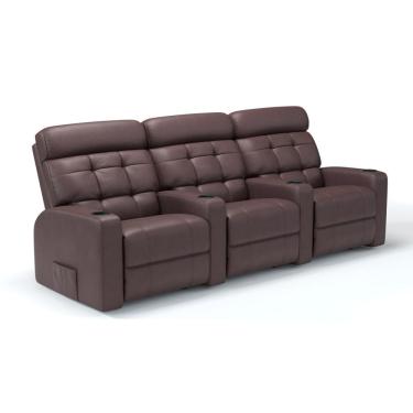 Imagem de Sofá 3 Lugares Reclinável Elétrico Massagem Em Couro Bovino Cinema