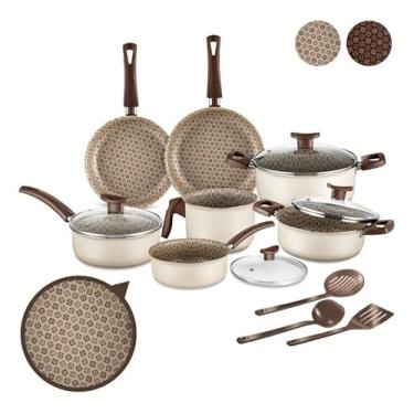 Imagem de Conjunto de panelas antiaderentes de 10 peças (Castanho claro)