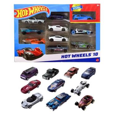 Imagem de Kit com 10 carrinhos hot wheels sortidos mattel 54886